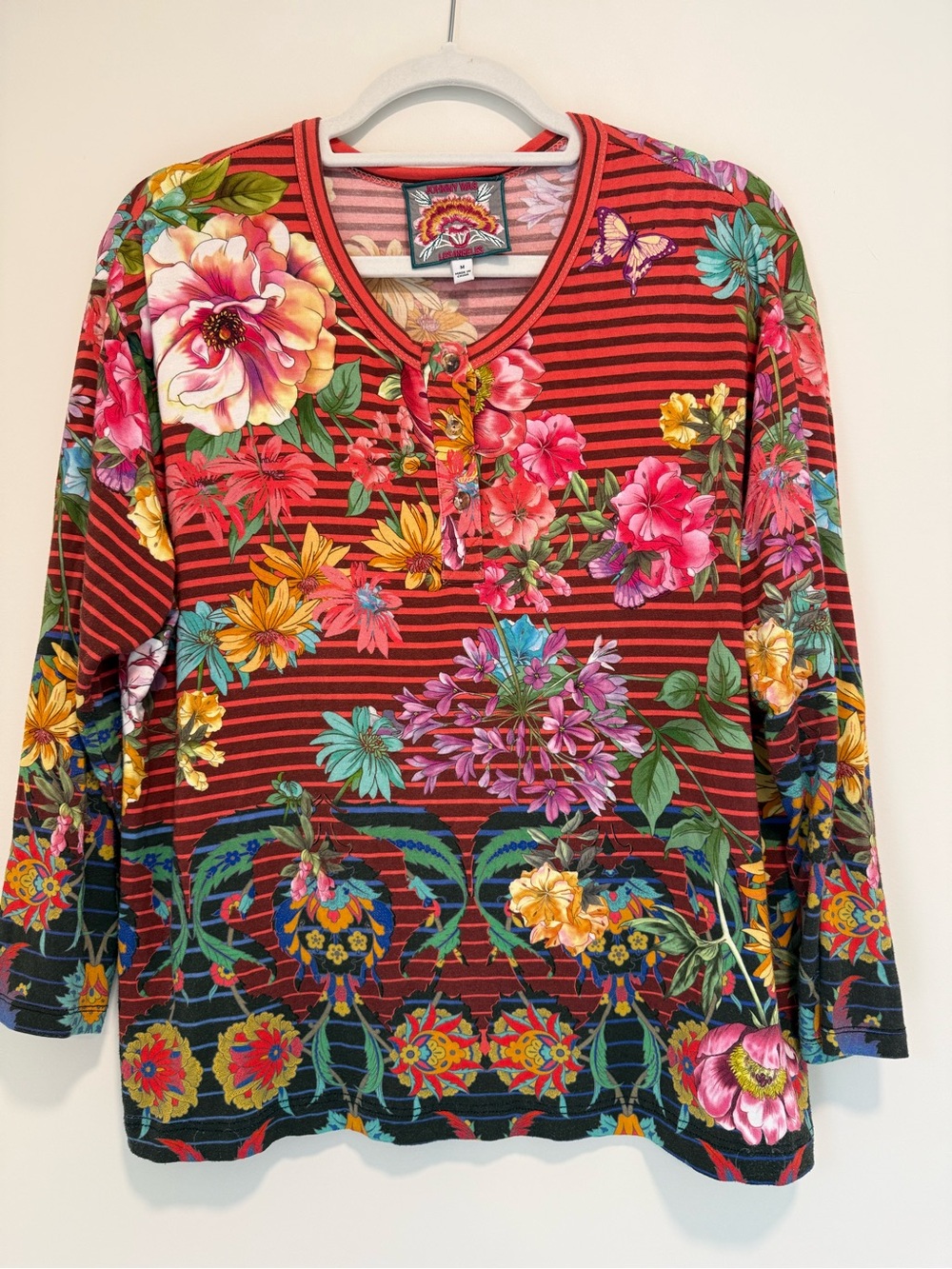 Johnny Was Multicolor Floral Long Sleeve Tunic Top, Size Medium‎